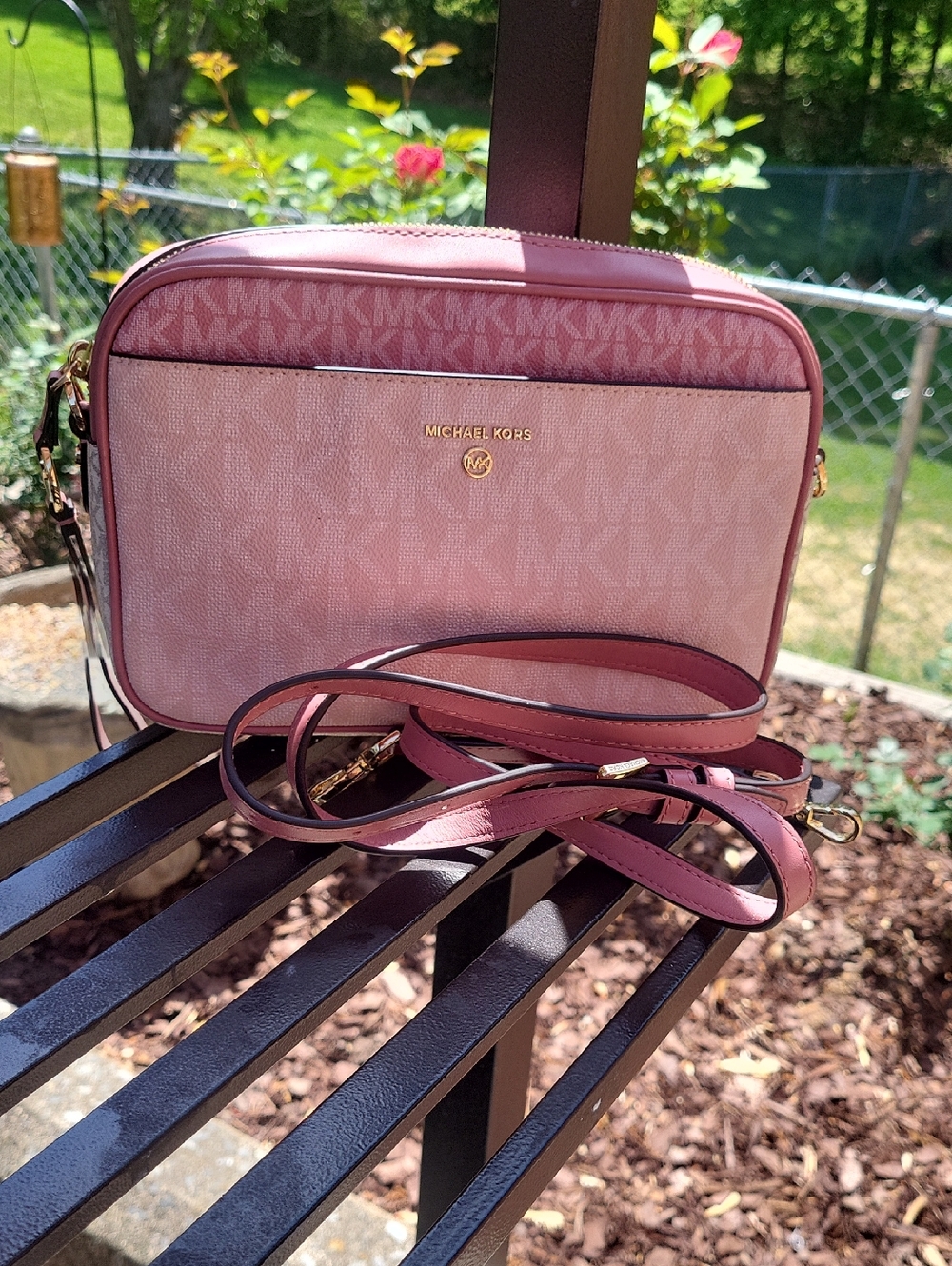 Michael Kors Rose Pink Signature Crossbody Camera Bag